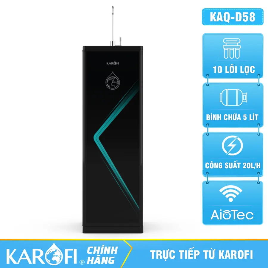 Máy lọc nước Karofi KAQ-D58 - 10 lõi lọc - Mới 2025