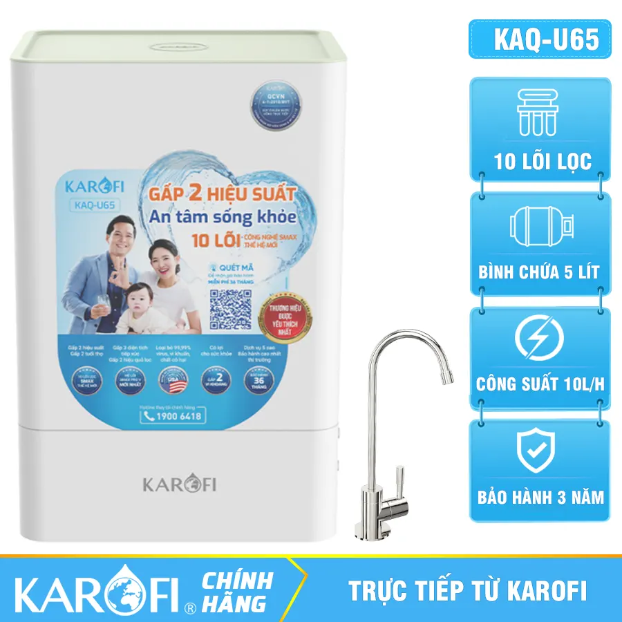 Máy lọc nước Karofi KAQ-U65 - 10 Lõi Mẫu Mới 2025