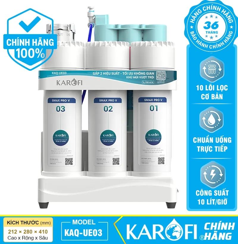 Máy lọc nước Karofi KAQ-UE03 - 10 Lõi Lọc - Mẫu Mới 2026
